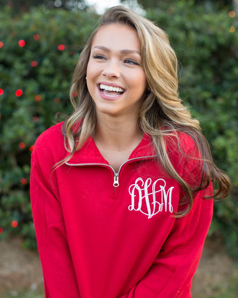Monogrammed Quarter Zip Sweatshirt