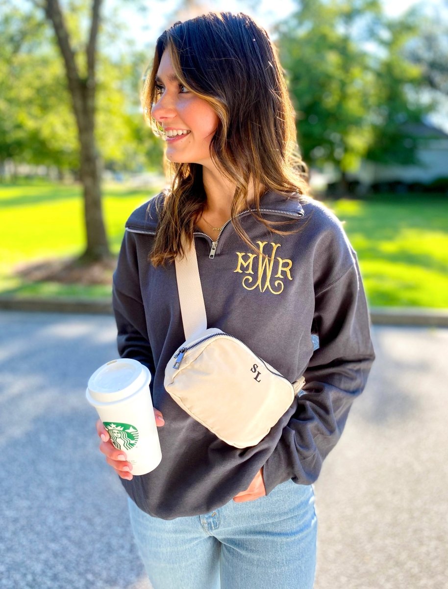 Monogrammed Quarter Zip Sweatshirt