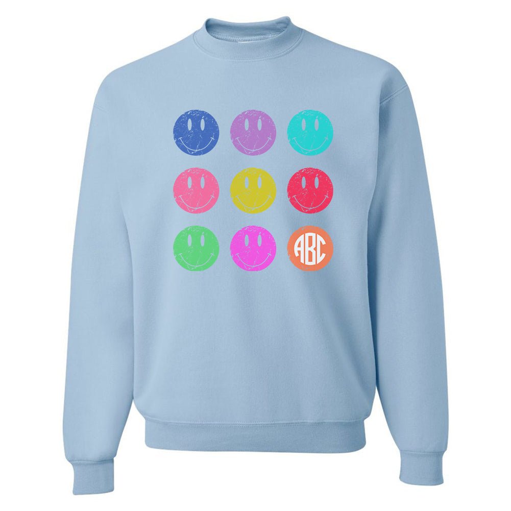 Monogrammed 'Retro Smileys' Crewneck Sweatshirt