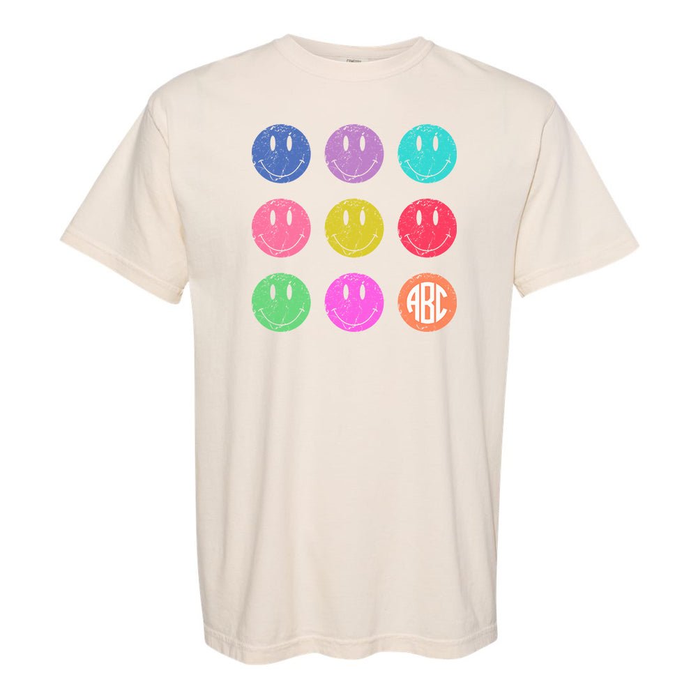 Monogrammed 'Retro Smileys' T-Shirt