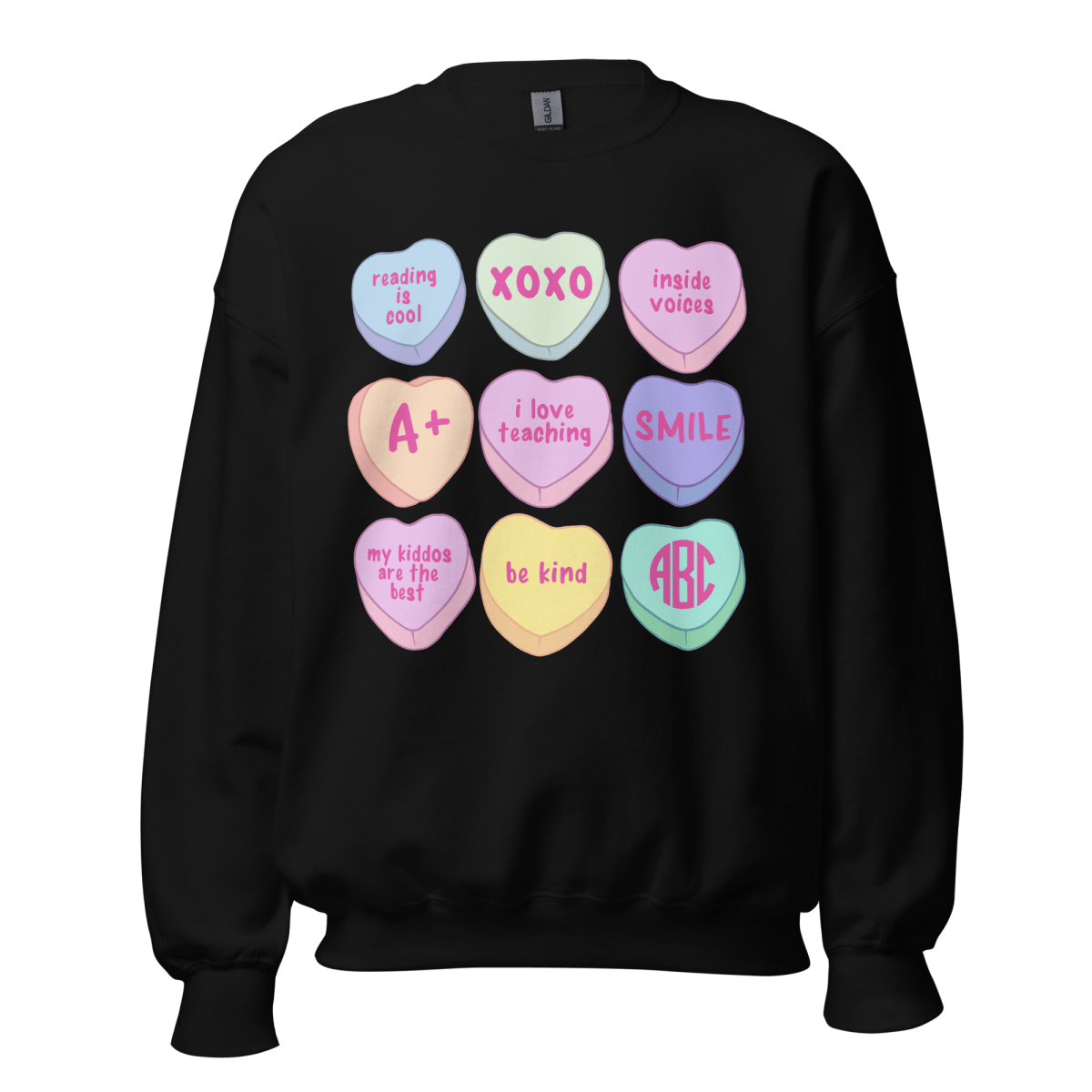 Monogrammed 'Teacher Candy Hearts' Crewneck Sweatshirt
