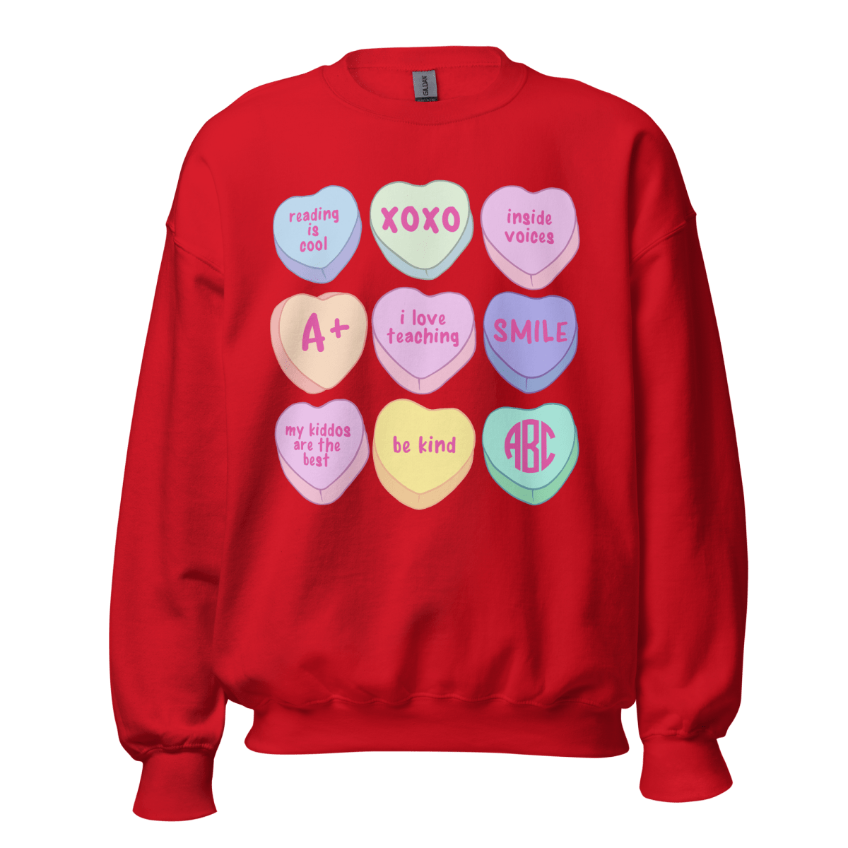 Monogrammed 'Teacher Candy Hearts' Crewneck Sweatshirt