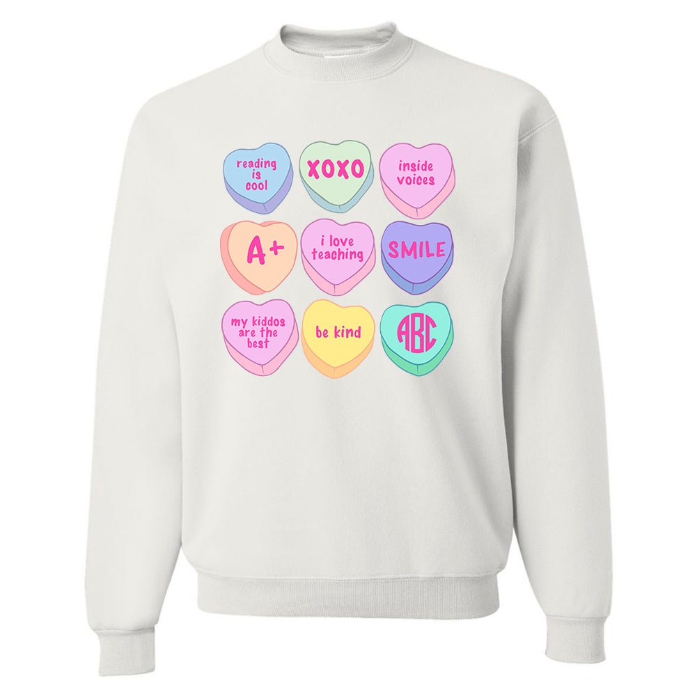 Monogrammed 'Teacher Candy Hearts' Crewneck Sweatshirt