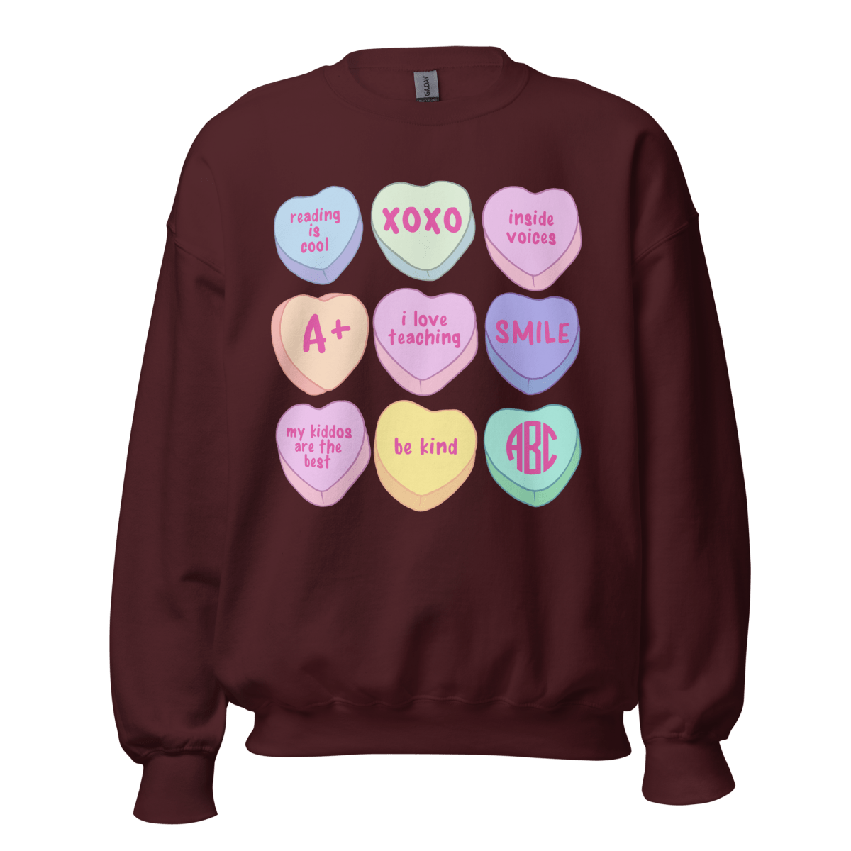 Monogrammed 'Teacher Candy Hearts' Crewneck Sweatshirt
