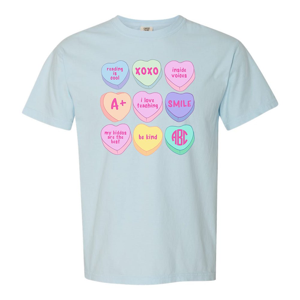 Monogrammed 'Teacher Candy Hearts' T-Shirt