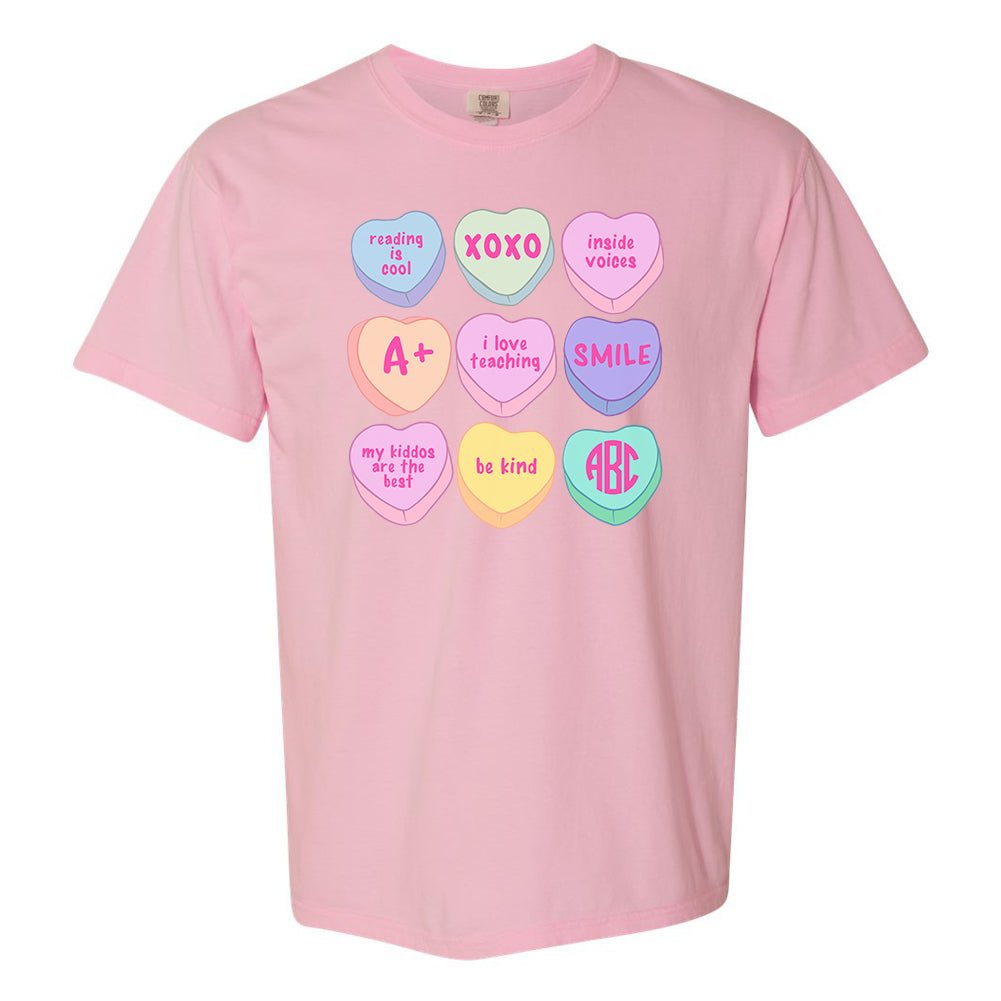 Monogrammed 'Teacher Candy Hearts' T-Shirt