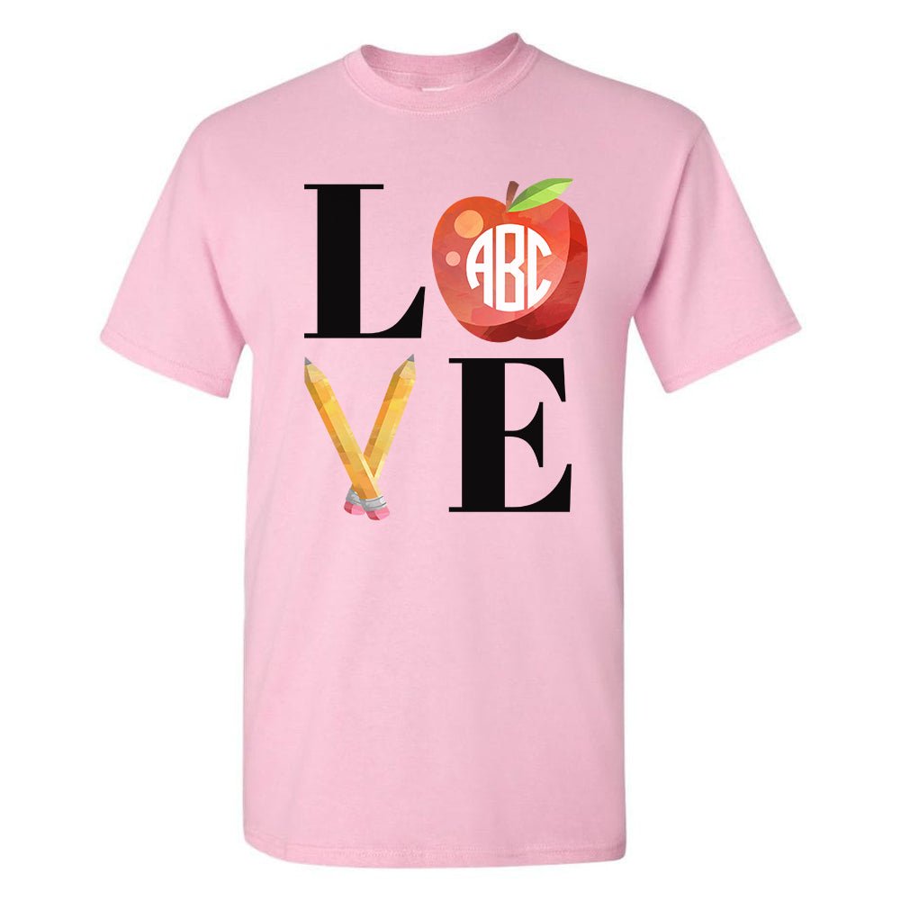 Monogrammed 'Teacher Love' Basic T-Shirt