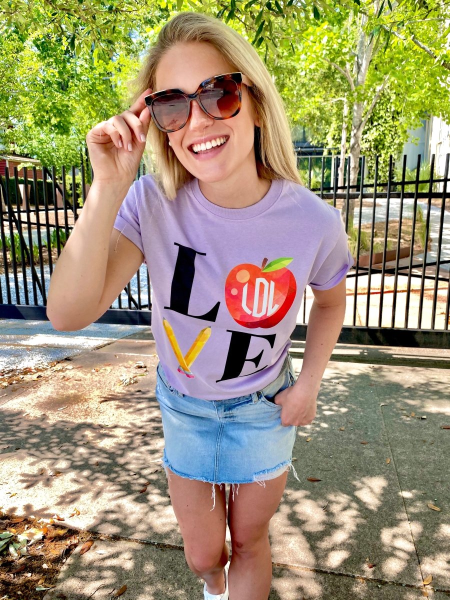 Monogrammed 'Teacher Love' Basic T-Shirt