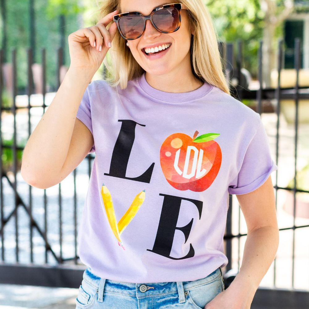 Monogrammed 'Teacher Love' Basic T-Shirt