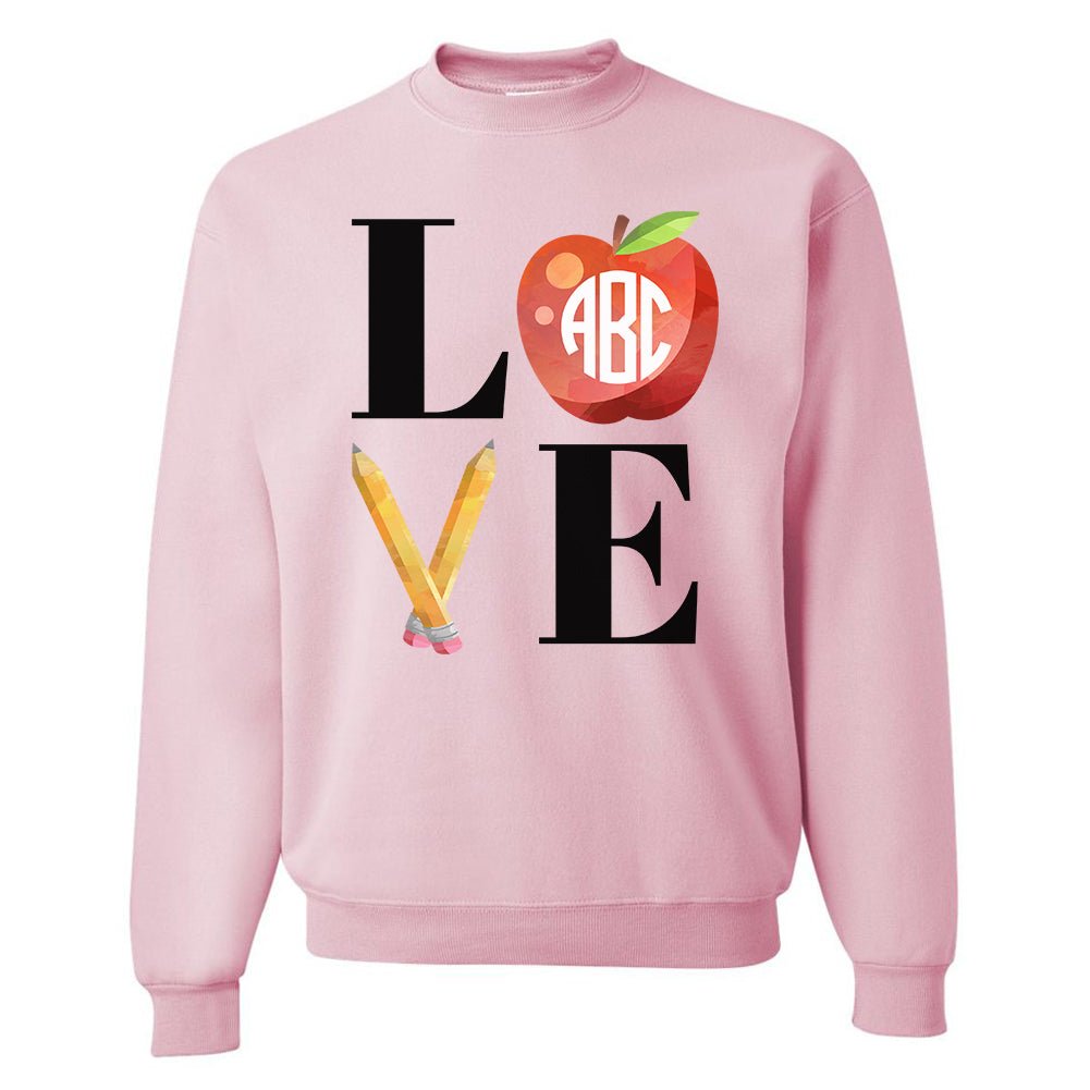 Monogrammed 'Teacher Love' Crewneck Sweatshirt