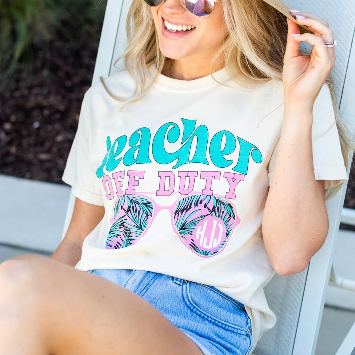 Monogrammed 'Teacher Off Duty' T-Shirt