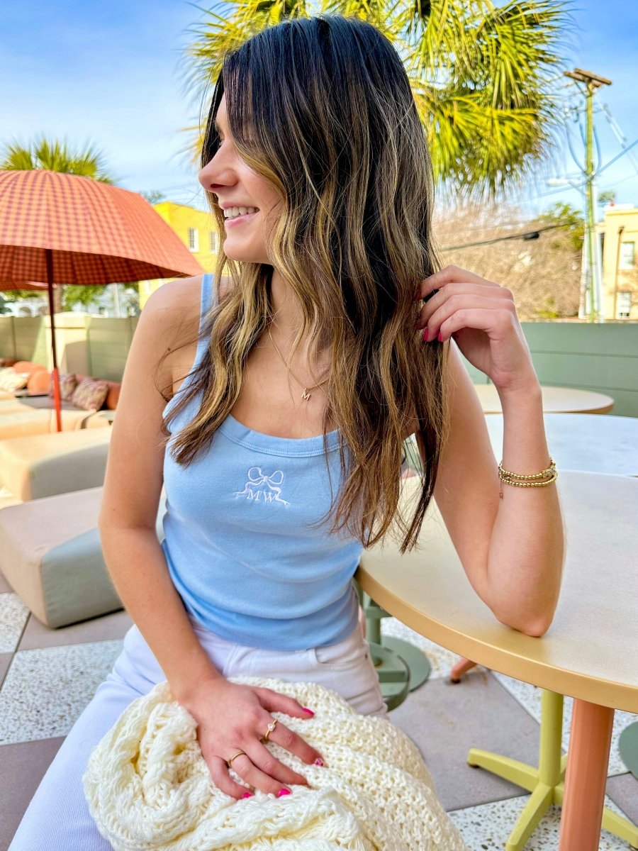 Monogrammed 'Tiny Bow' Baby Tank