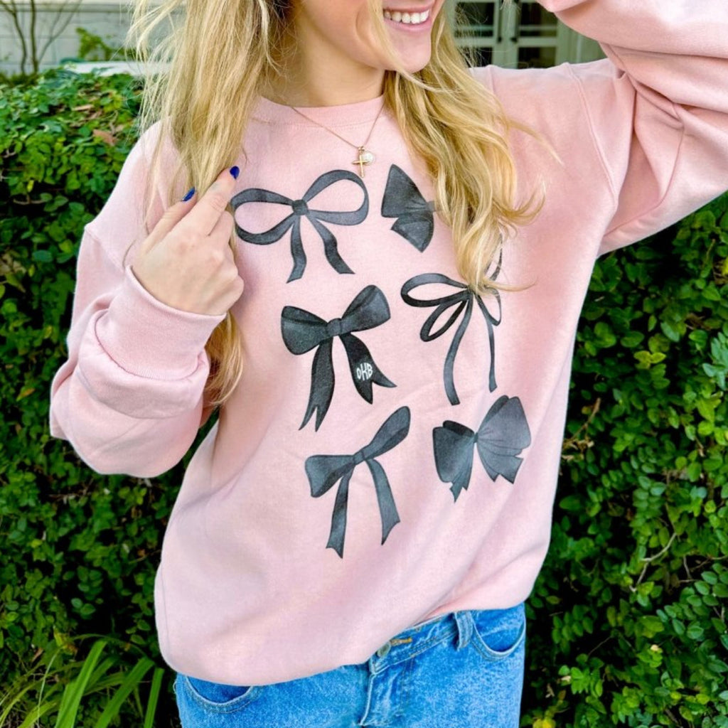 Monogrammed 'Watercolor Bows' Crewneck Sweatshirt