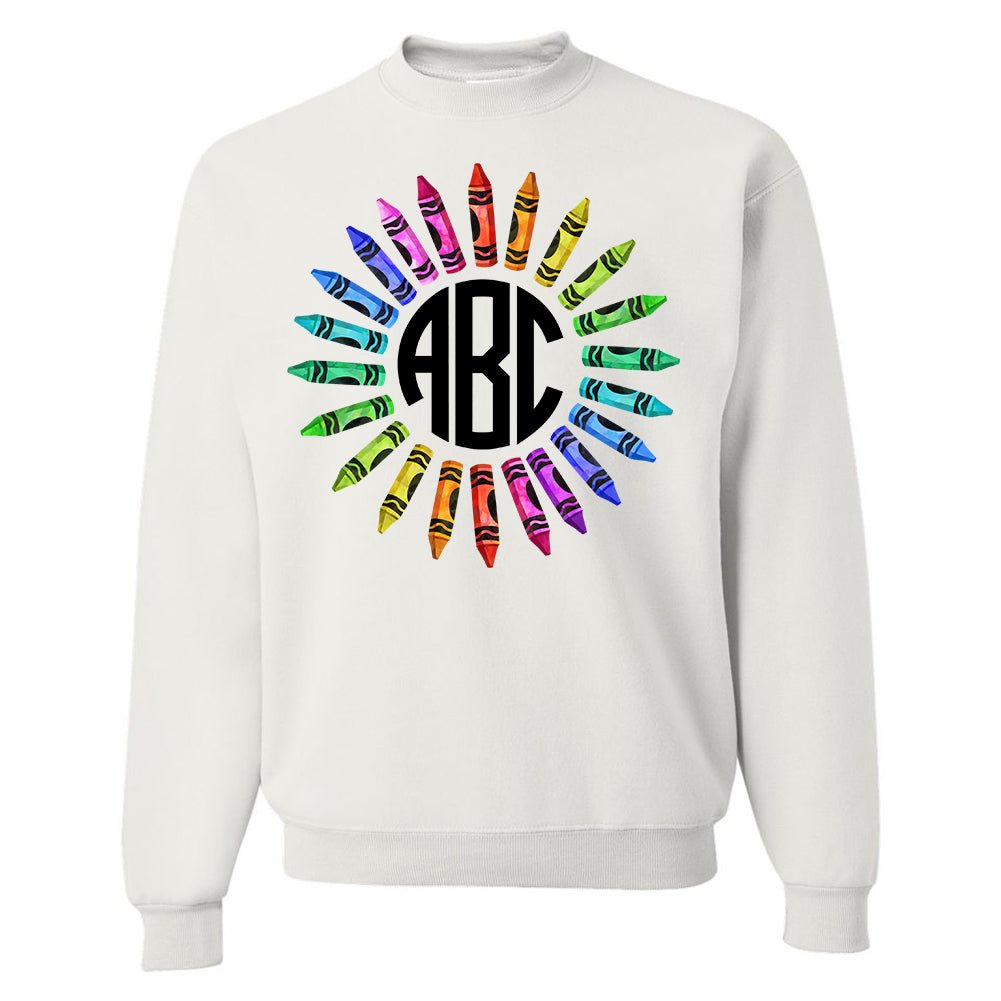Monogrammed 'Watercolor Crayon Wreath' Crewneck Sweatshirt