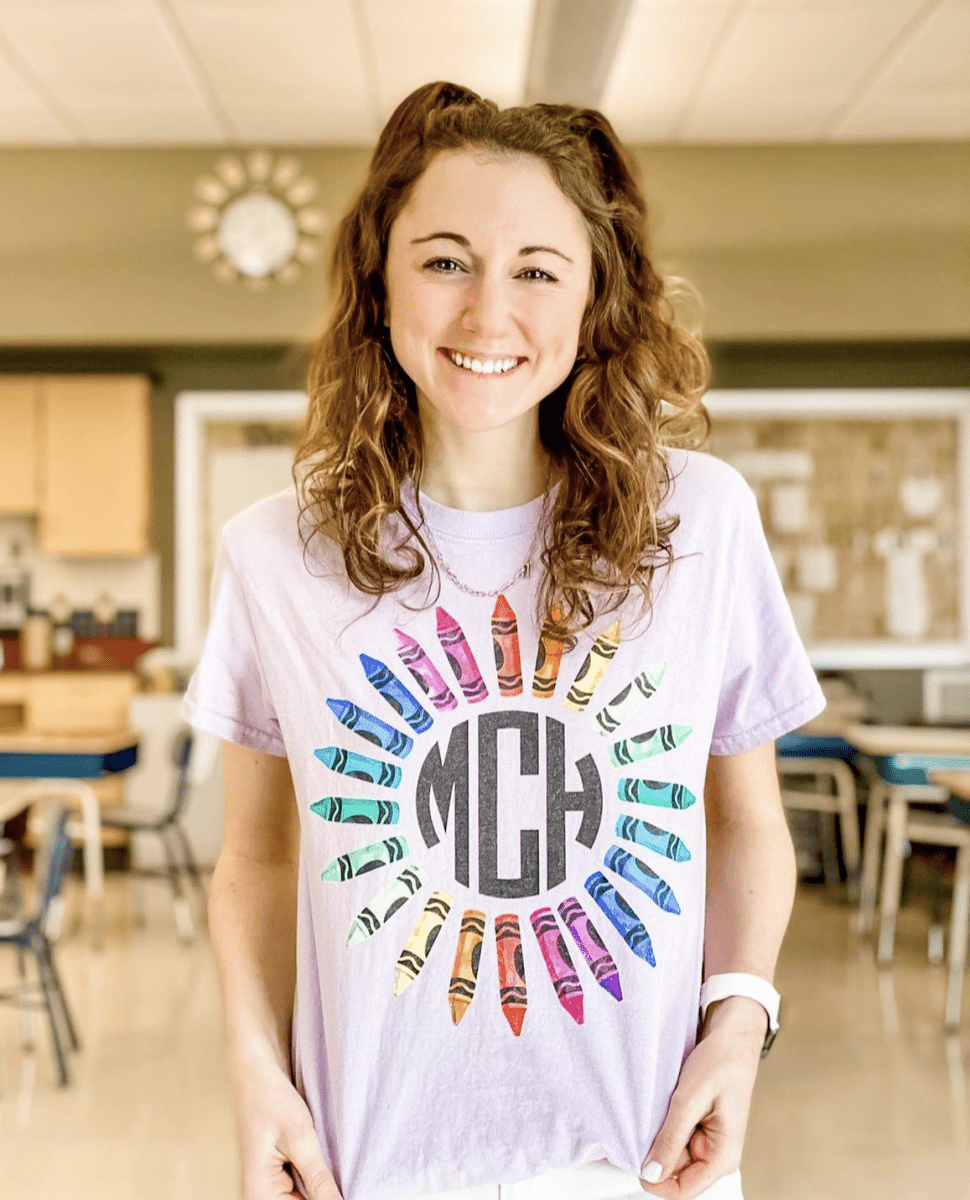 Monogrammed 'Watercolor Crayon Wreath' T-Shirt
