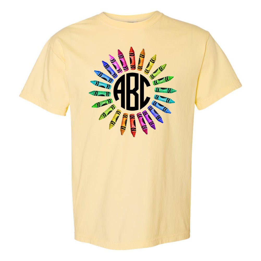 Monogrammed 'Watercolor Crayon Wreath' T-Shirt