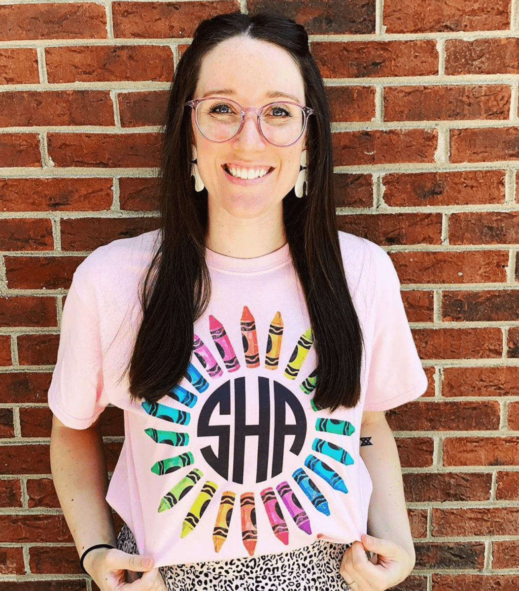 Monogrammed 'Watercolor Crayon Wreath' T-Shirt