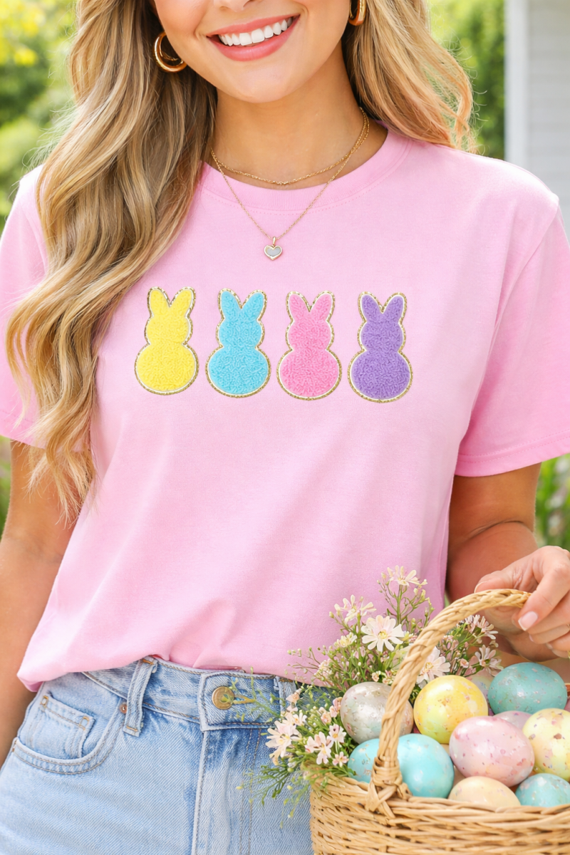 'Peeps' Letter Patch T-Shirt