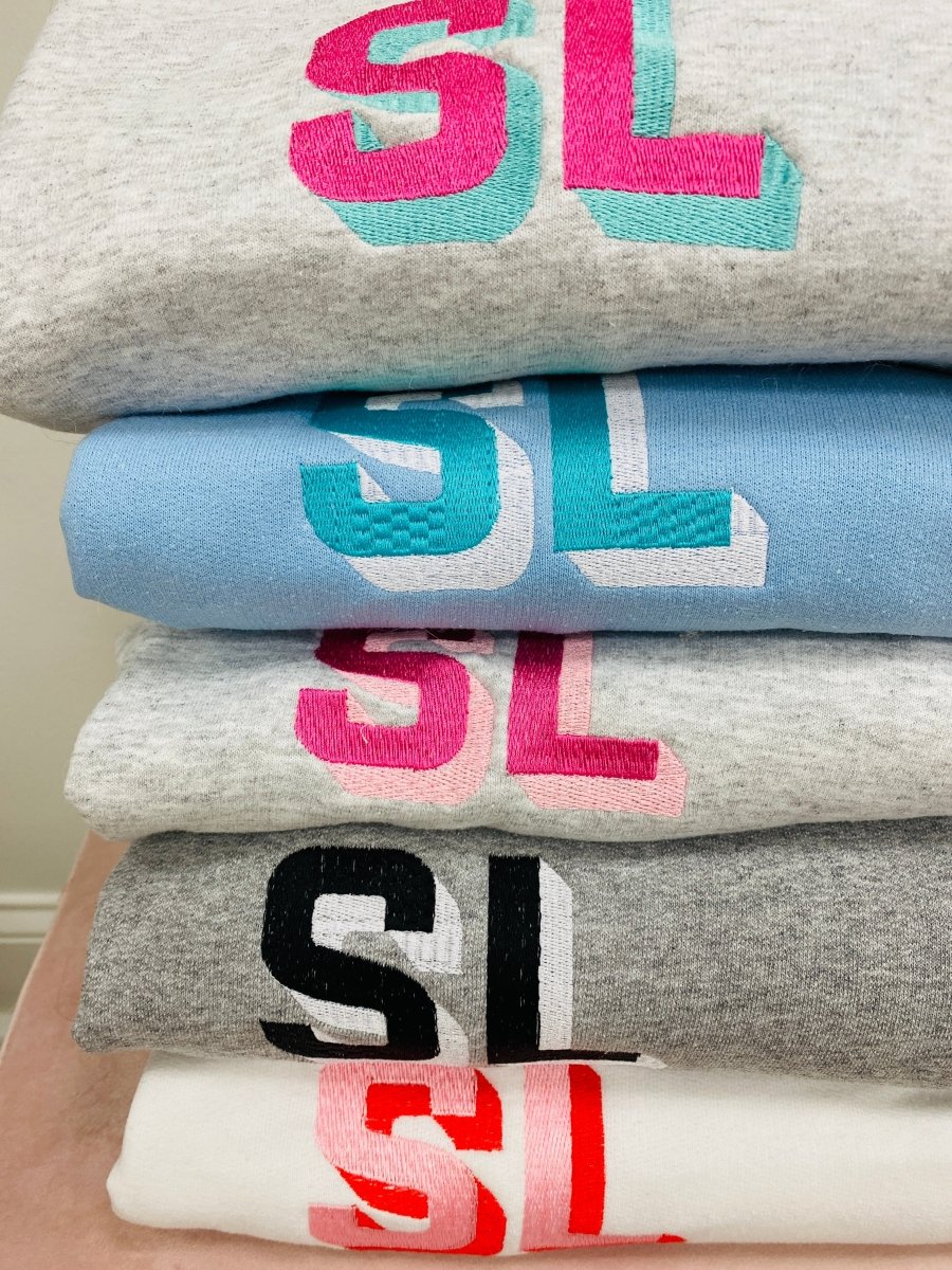 Personalized Shadow Block Initials Crewneck Sweatshirt