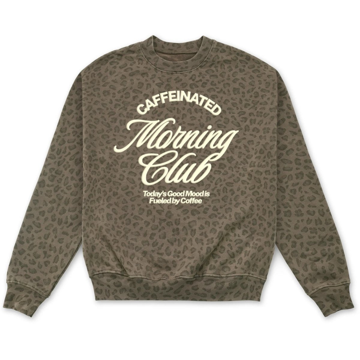 PUFF 'Caffeinated Morning Club' Vintage Leopard Crew