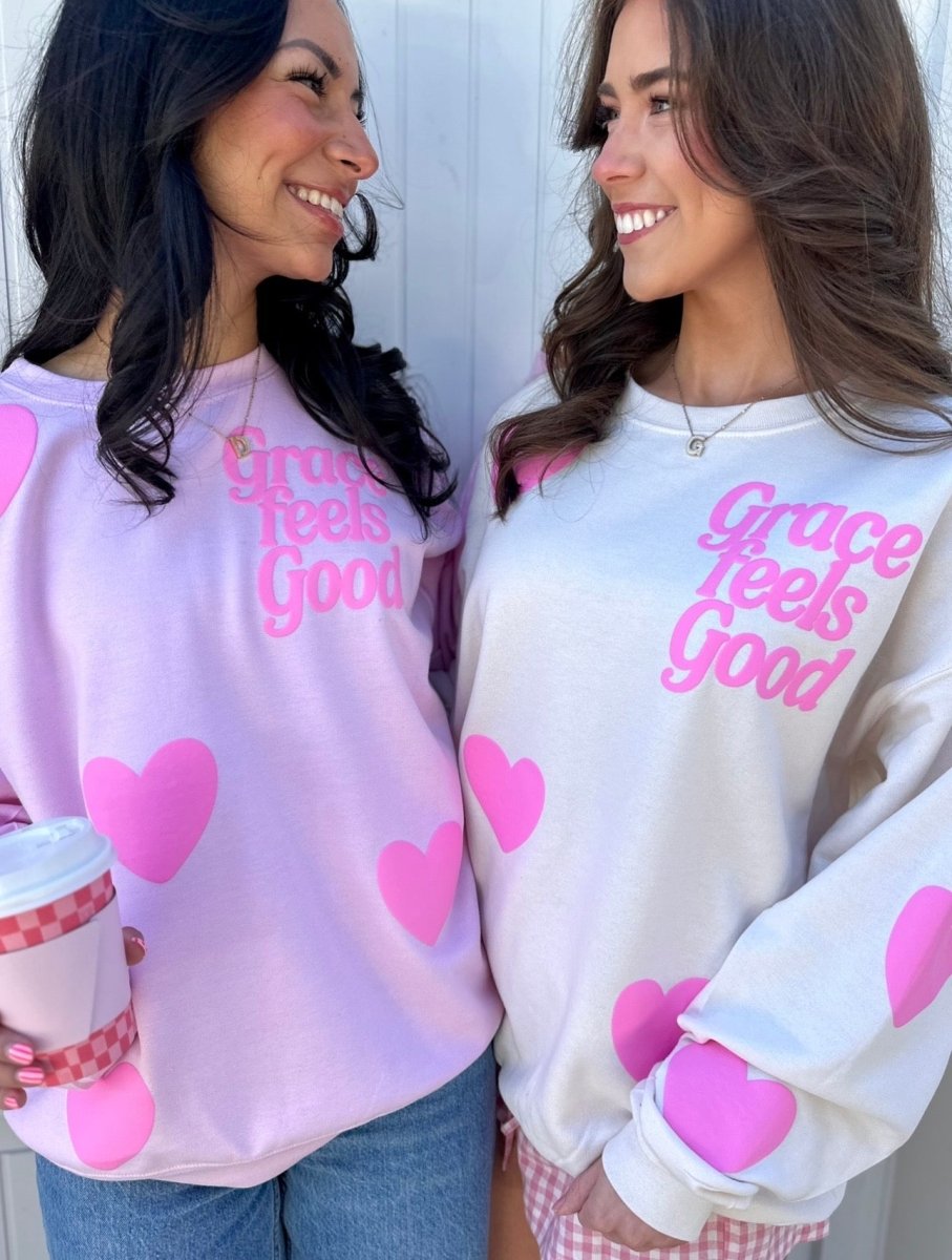 PUFF ‘Grace Feels Good' Heart Pop Sweatshirt