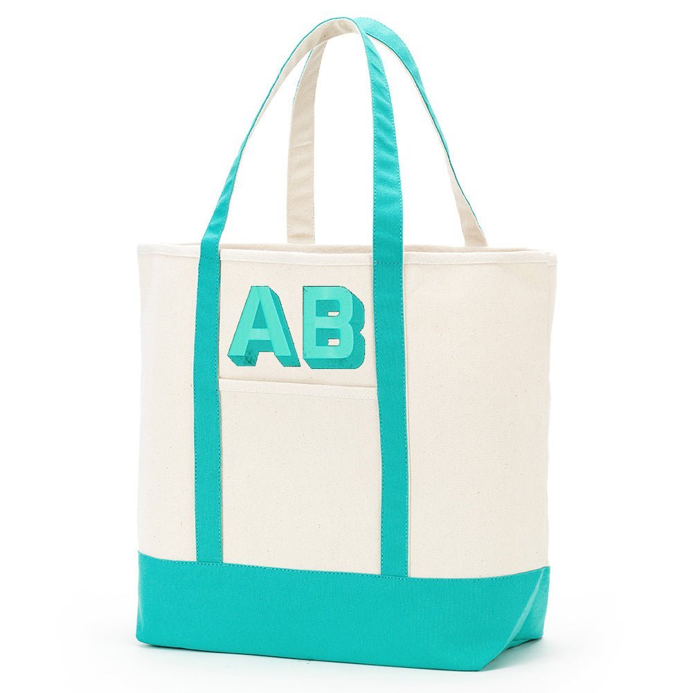 Personalized Shadow Block Initials Canvas Tote Bag