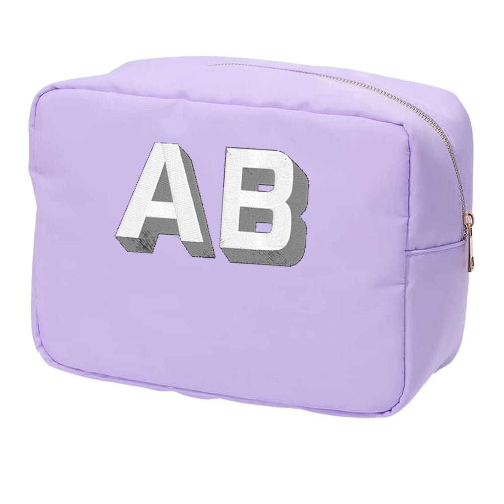 Personalized Shadow Block Initials Large Pouch