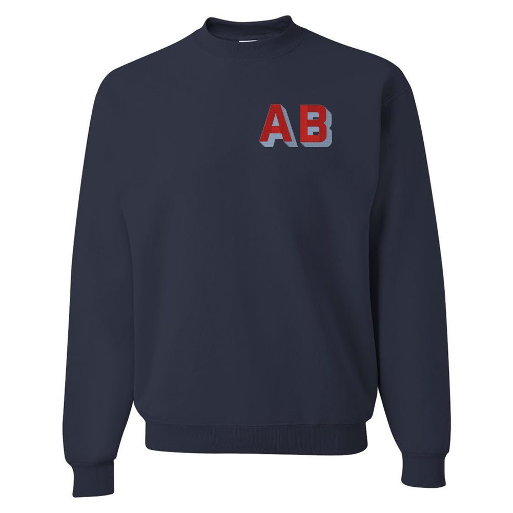 Personalized Shadow Block Initials Crewneck Sweatshirt