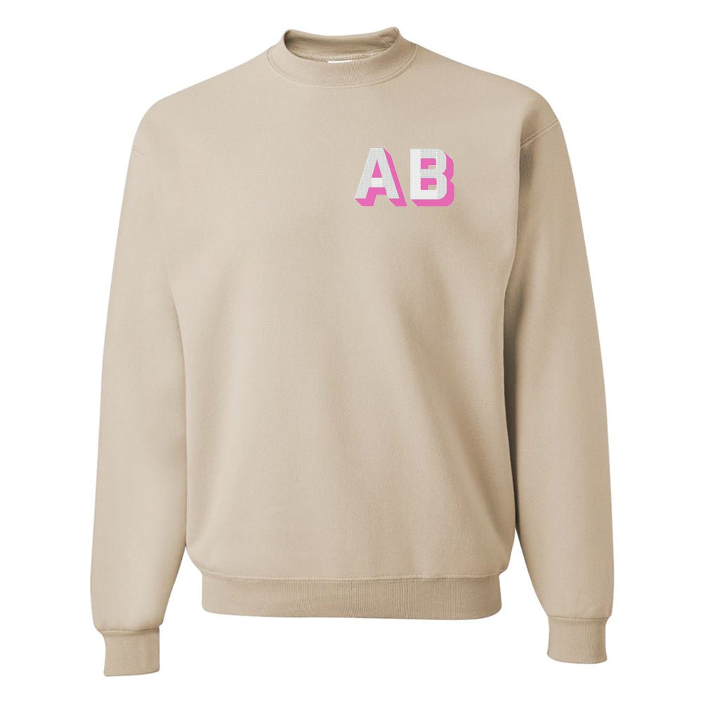 Personalized Shadow Block Initials Crewneck Sweatshirt