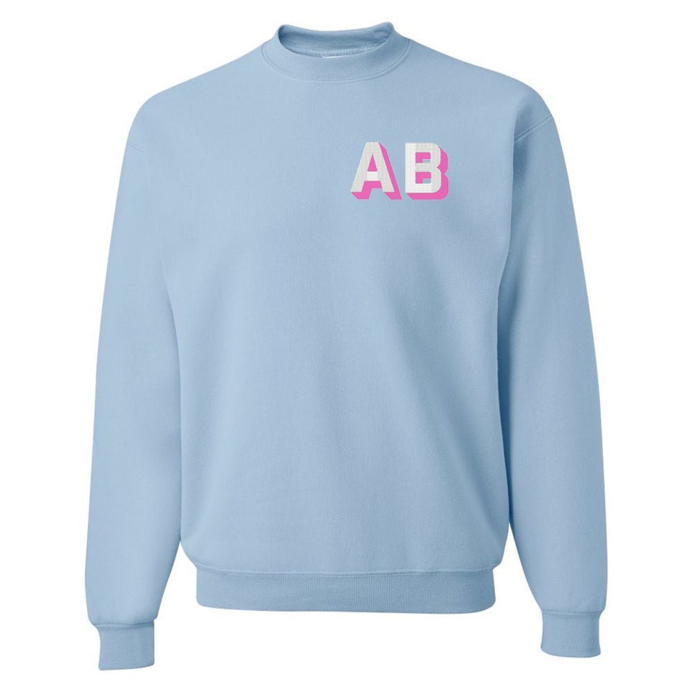 Personalized Shadow Block Initials Crewneck Sweatshirt