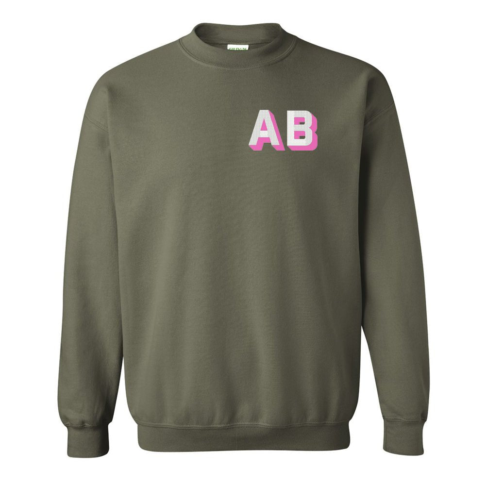 Personalized Shadow Block Initials Crewneck Sweatshirt