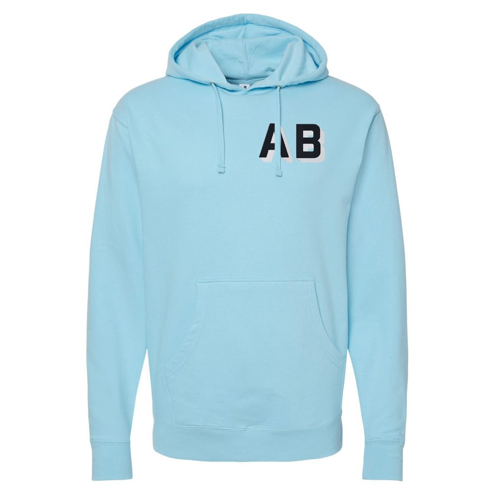 Personalized Shadow Block Initials Longer Length Hoodie