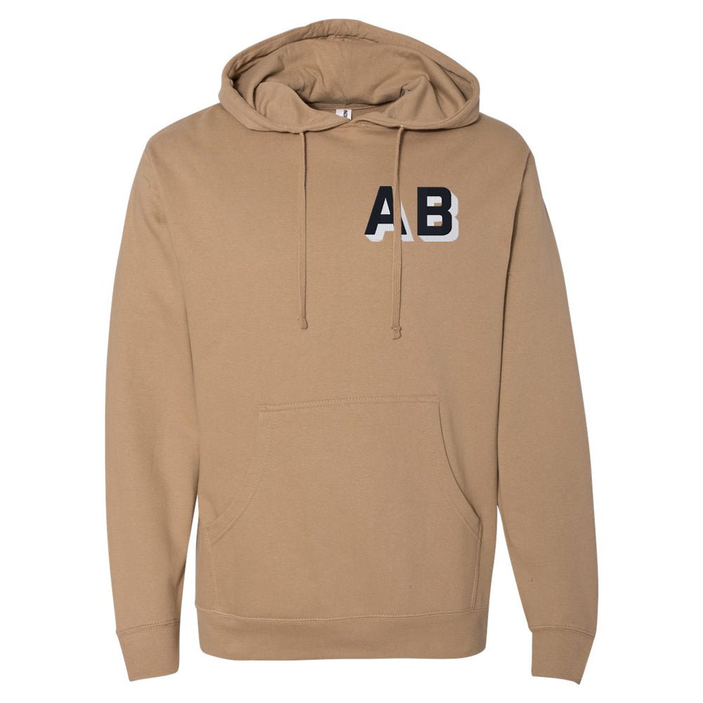 Personalized Shadow Block Initials Longer Length Hoodie