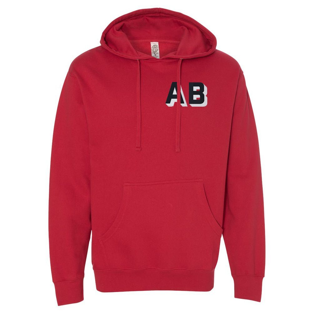 Personalized Shadow Block Initials Longer Length Hoodie
