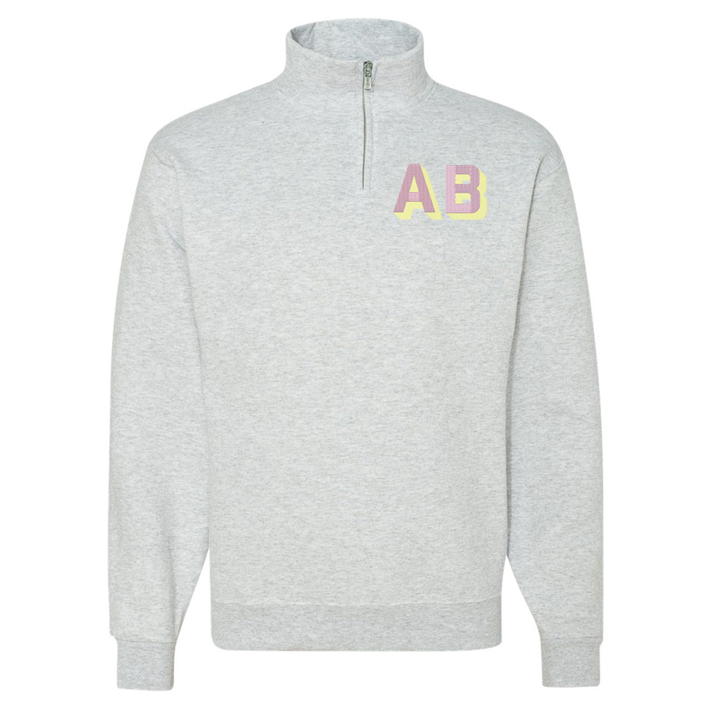 Personalized Shadow Block Initials Quarter Zip Sweatshirt