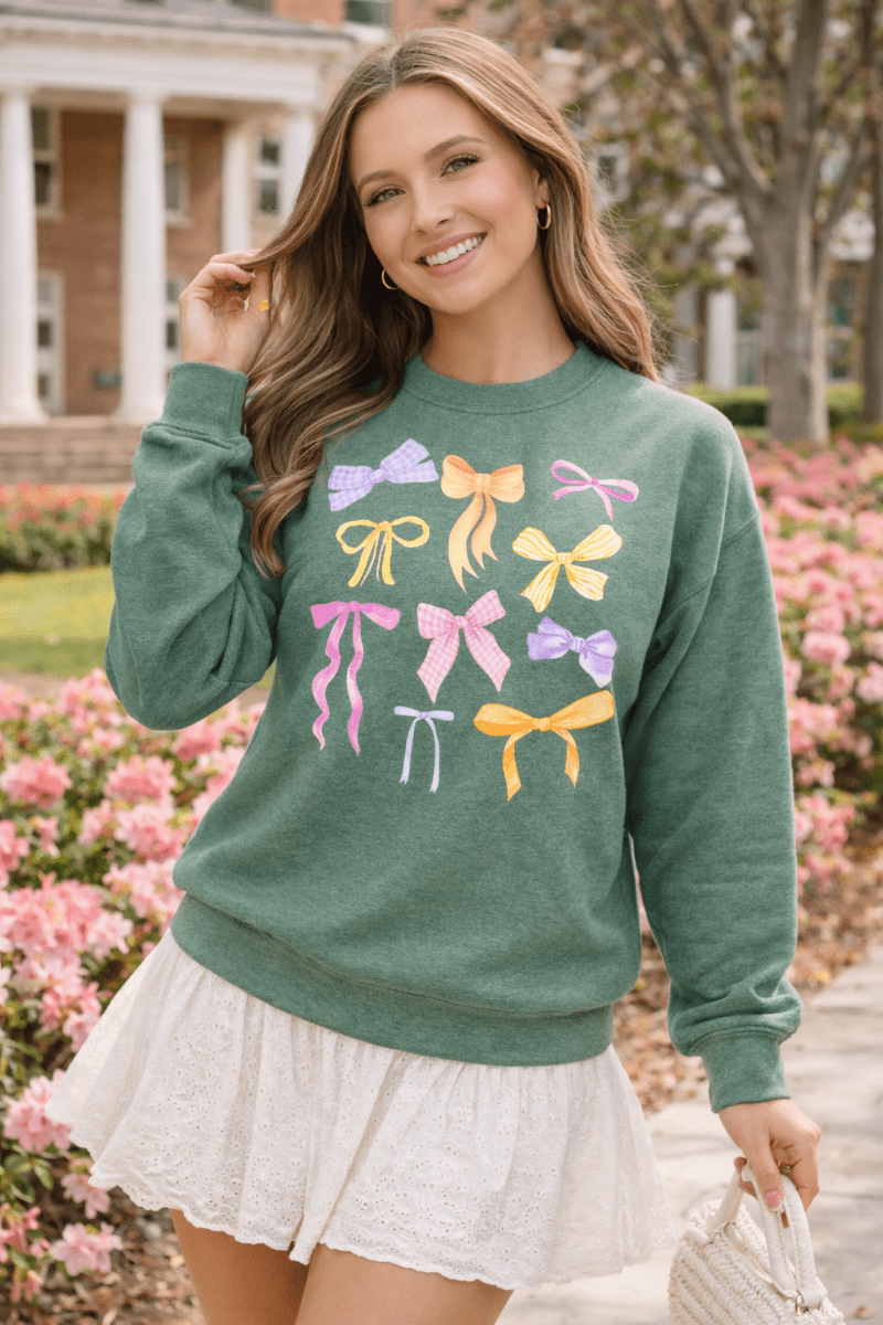 ‘Spring Bow Show' Heather Crewneck Sweatshirt